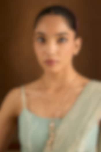 Gold Finish Kundan Polki & Blue Stone Necklace by AMAMA at Pernia's Pop Up Shop