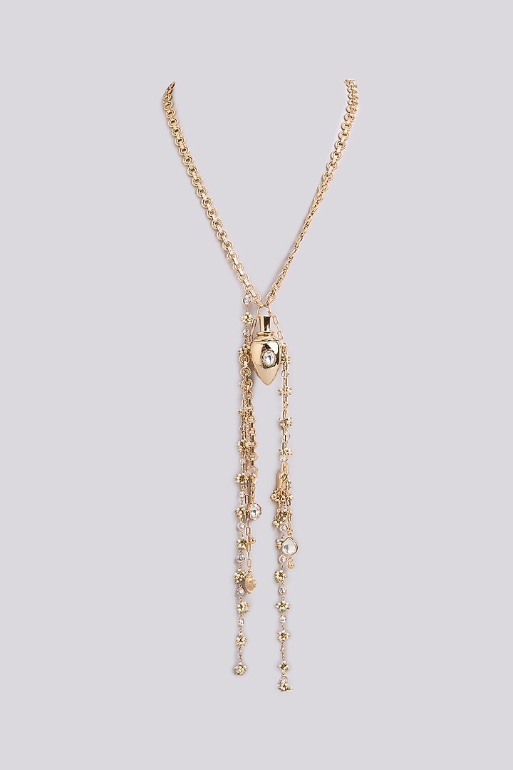 Gold Finish Brass Long Necklace by AMAMA at Pernia's Pop Up Shop