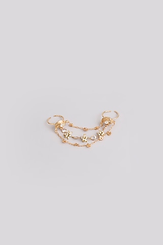 Gold Finish Brass Adjustable Ring by AMAMA