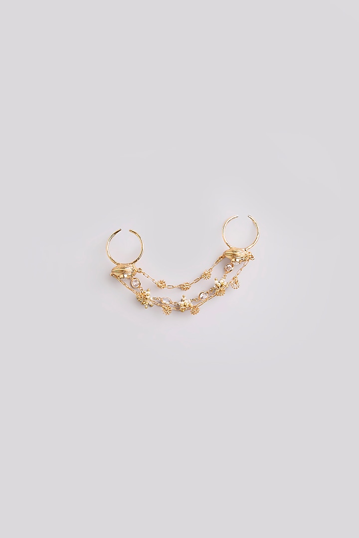 Gold Finish Brass Adjustable Ring by AMAMA at Pernia's Pop Up Shop