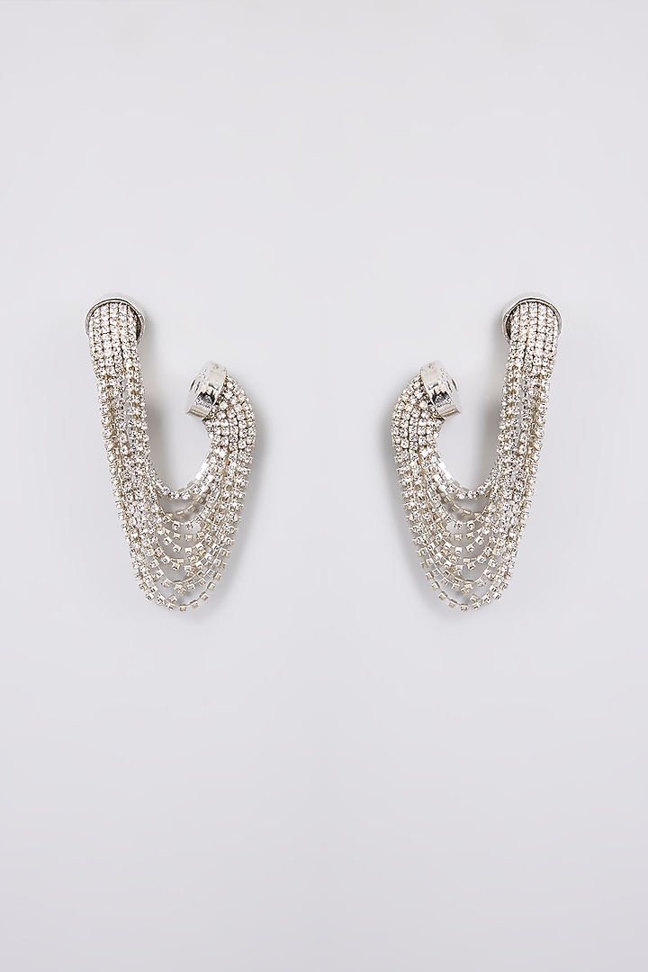Silver Plated Crystal Embellished Earrings by AMAMA at Pernia's Pop Up Shop