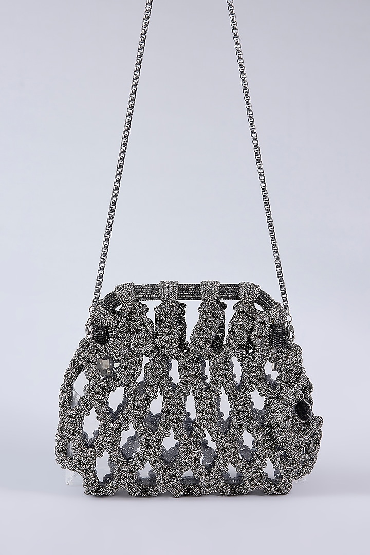 Charcoal Black Chaton Stone Clutch by AMAMA at Pernia's Pop Up Shop