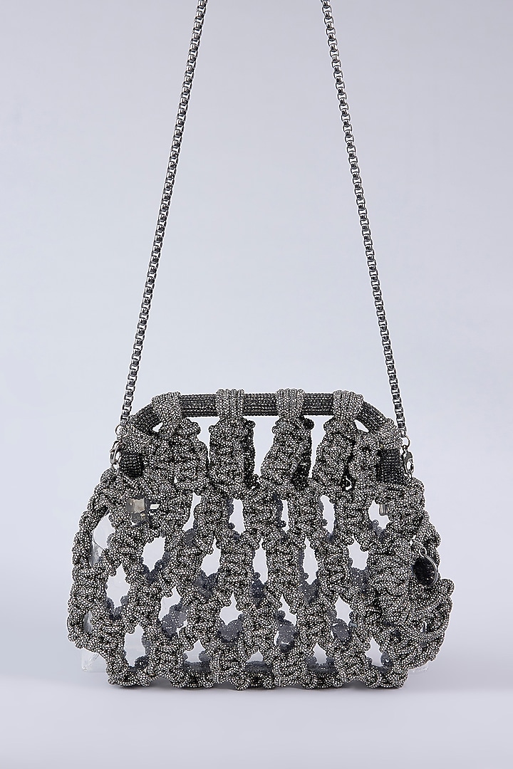 Charcoal Black Chaton Stone Clutch by AMAMA at Pernia's Pop Up Shop