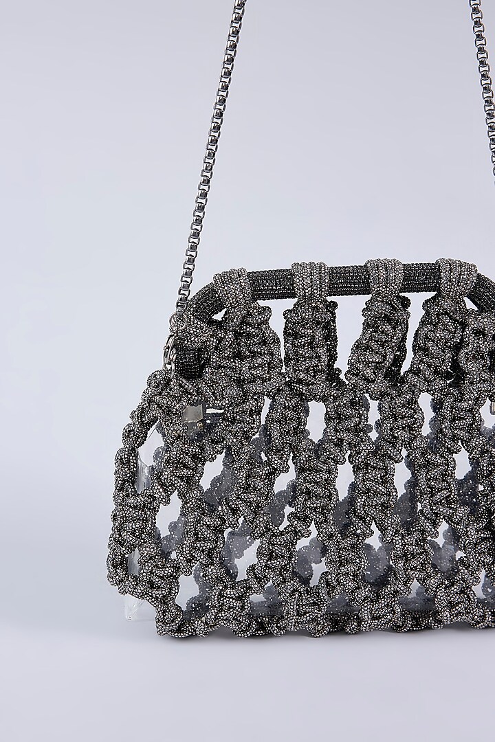 Charcoal Black Chaton Stone Clutch by AMAMA at Pernia's Pop Up Shop
