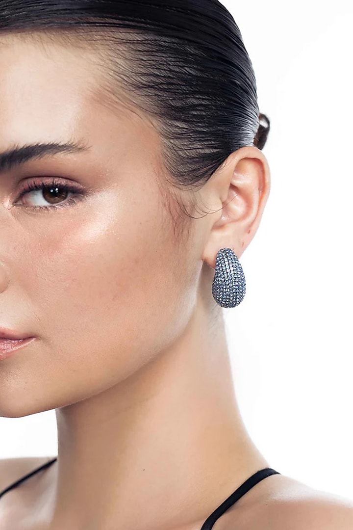 Silver Plated Chaton Stone Stud Earrings by AMAMA at Pernia's Pop Up Shop