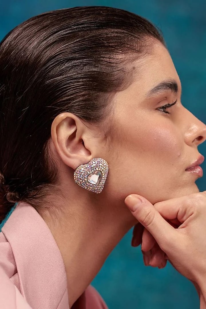 Silver Plated Crystal Stud Earrings by AMAMA at Pernia's Pop Up Shop