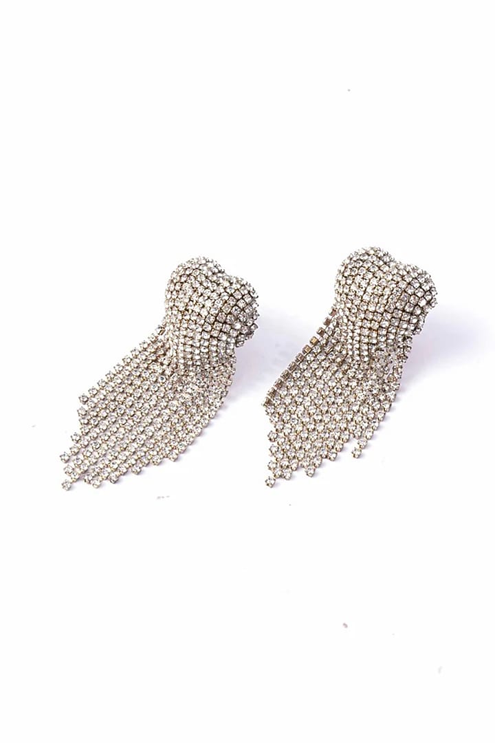 Silver Plated Chaton Stone Dangler Earrings by AMAMA at Pernia's Pop Up Shop