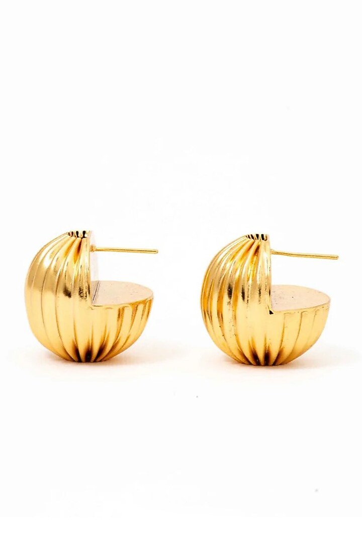 Gold Plated Brass Alloy Stud Earrings by AMAMA at Pernia's Pop Up Shop