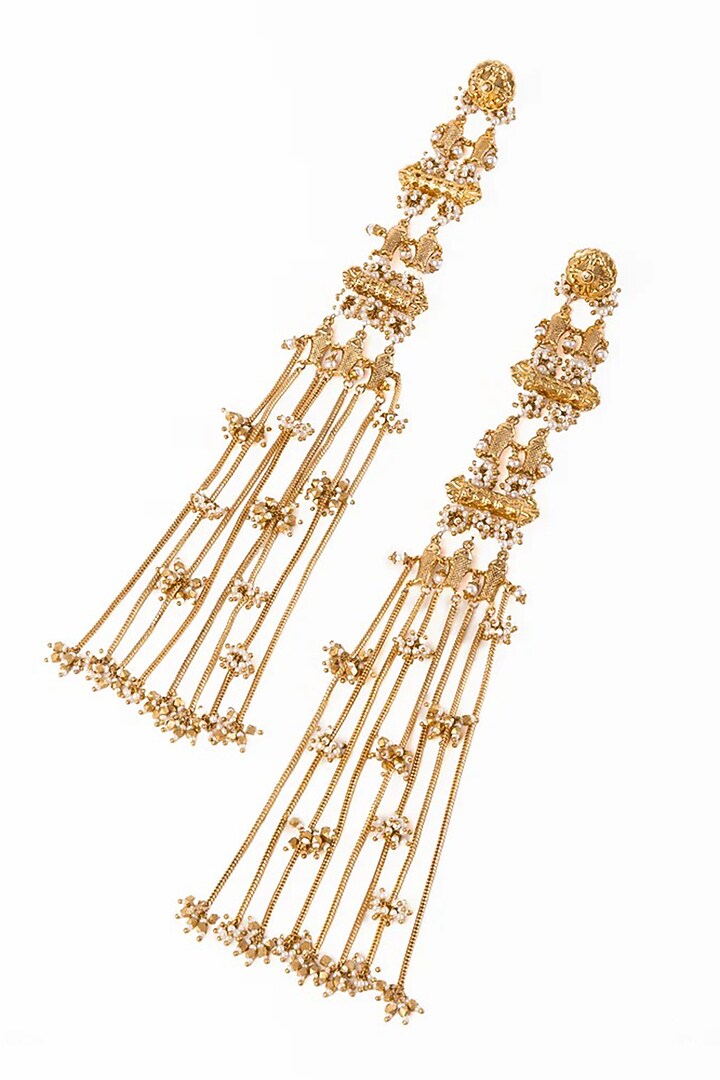 Antique Gold Plated Brass Dangler Earrings by AMAMA at Pernia's Pop Up Shop