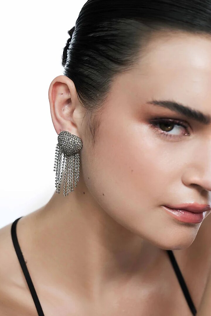 Silver Plated Chaton Stone Dangler Earrings by AMAMA at Pernia's Pop Up Shop