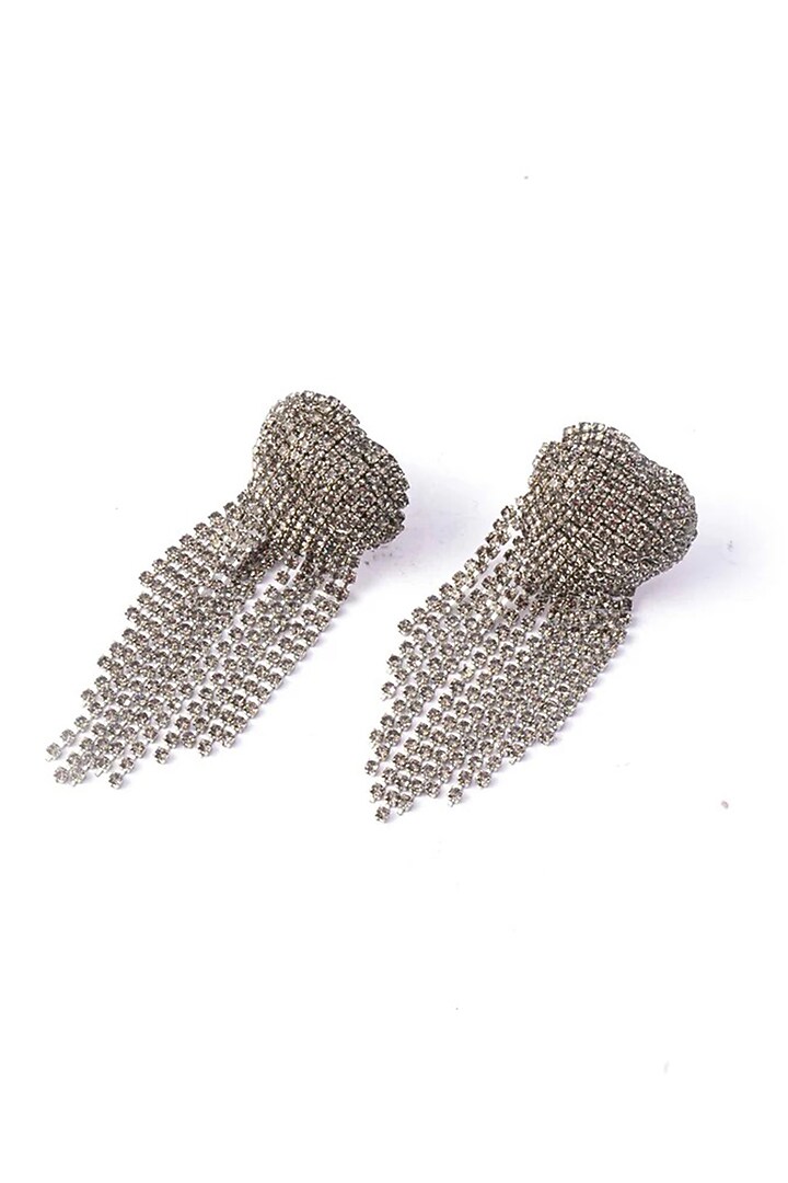 Silver Plated Chaton Stone Dangler Earrings by AMAMA at Pernia's Pop Up Shop
