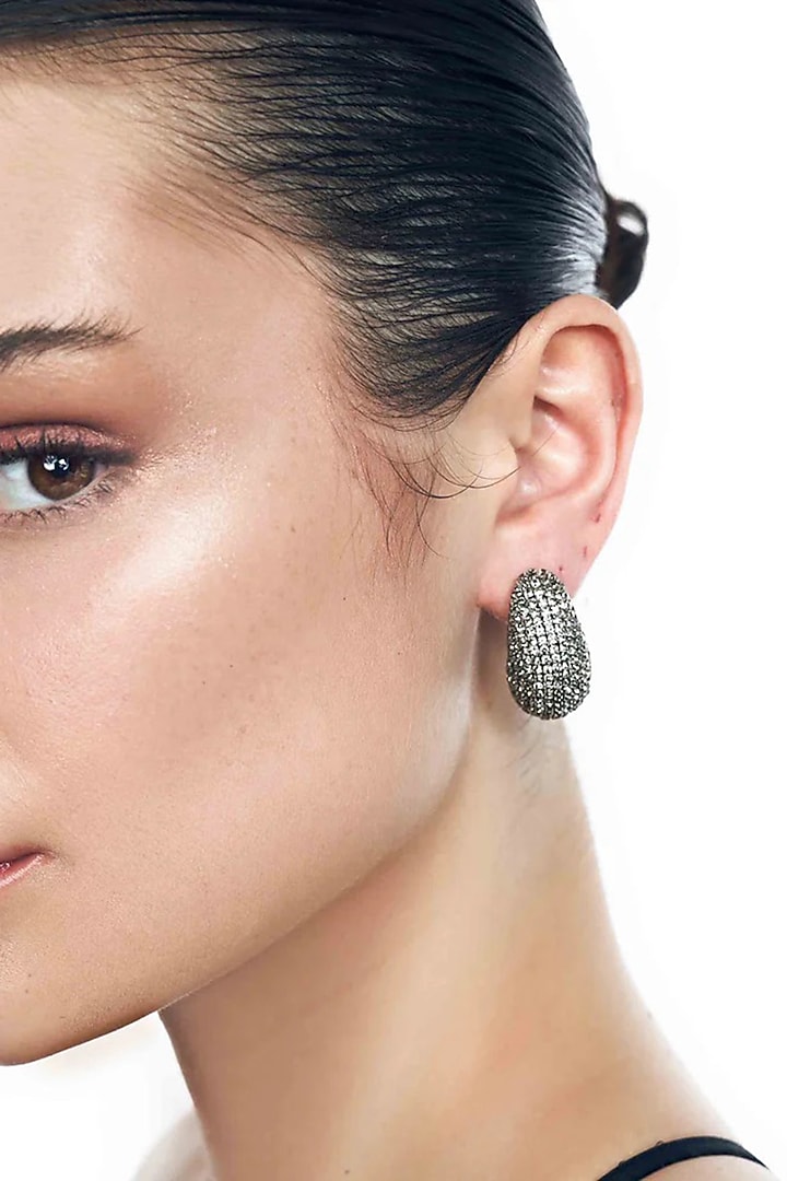 Silver Plated Chaton Stone Stud Earrings by AMAMA at Pernia's Pop Up Shop