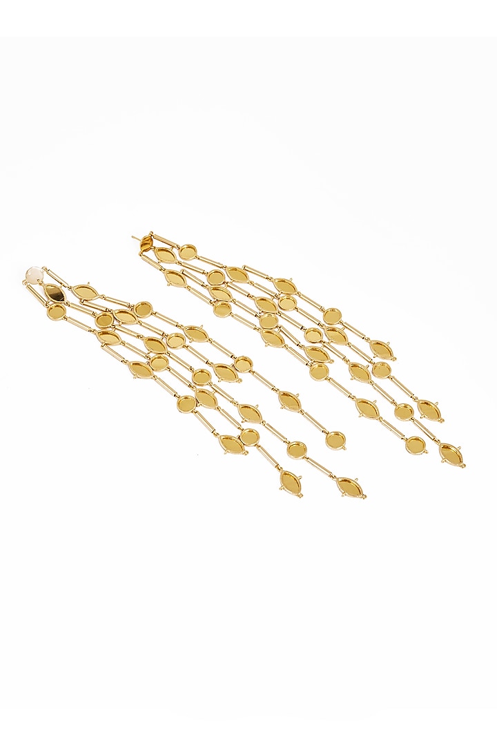 Gold Plated Faux Pearl & Mirror Work Dangler Earrings by AMAMA at Pernia's Pop Up Shop