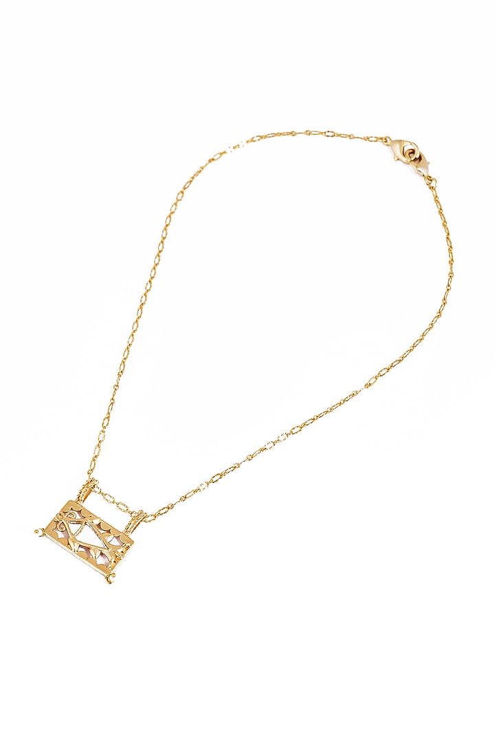 Gold Plated Faux Pearl & Mirror Work Layered Pendant Necklace by AMAMA at Pernia's Pop Up Shop