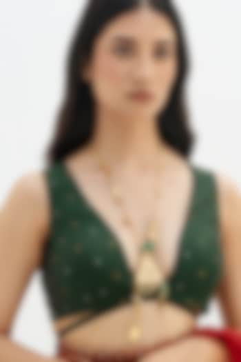 Gold Plated Faux Pearl & Mirror Work Layered Pendant Charm Necklace by AMAMA at Pernia's Pop Up Shop