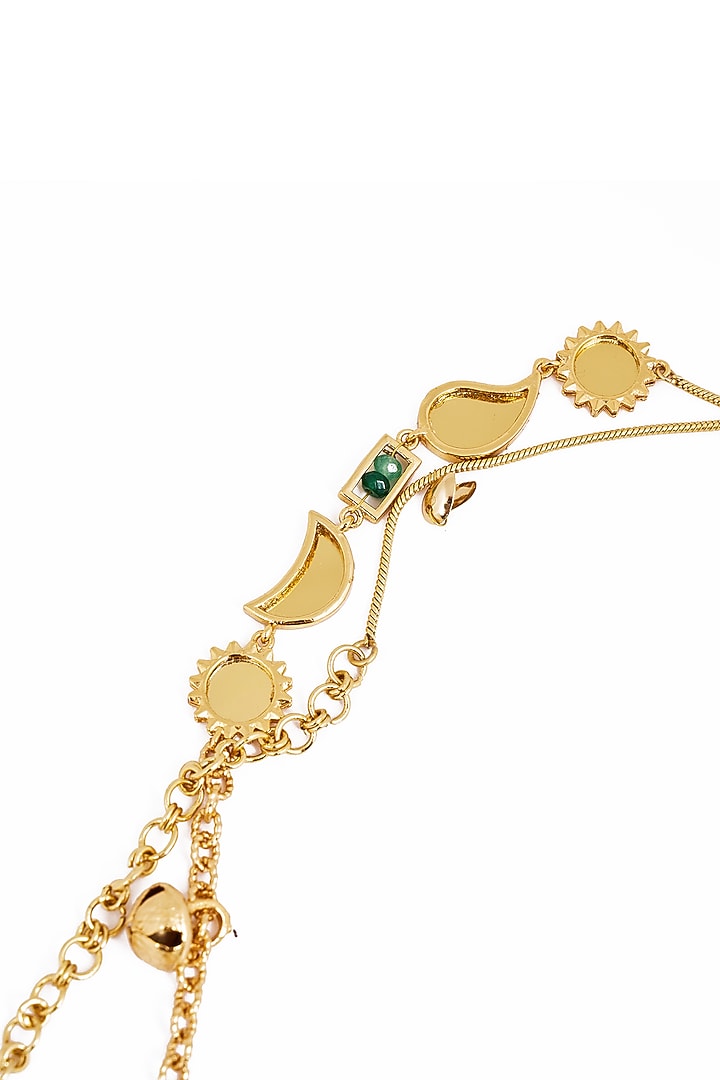 Gold Plated Faux Pearl & Mirror Work Layered Pendant Charm Necklace by AMAMA at Pernia's Pop Up Shop