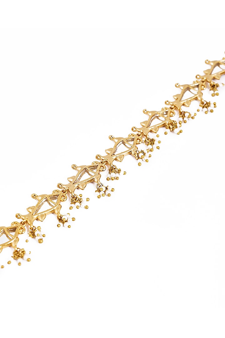 Gold Plated Faux Pearl & Mirror Work Choker Necklace by AMAMA at Pernia's Pop Up Shop