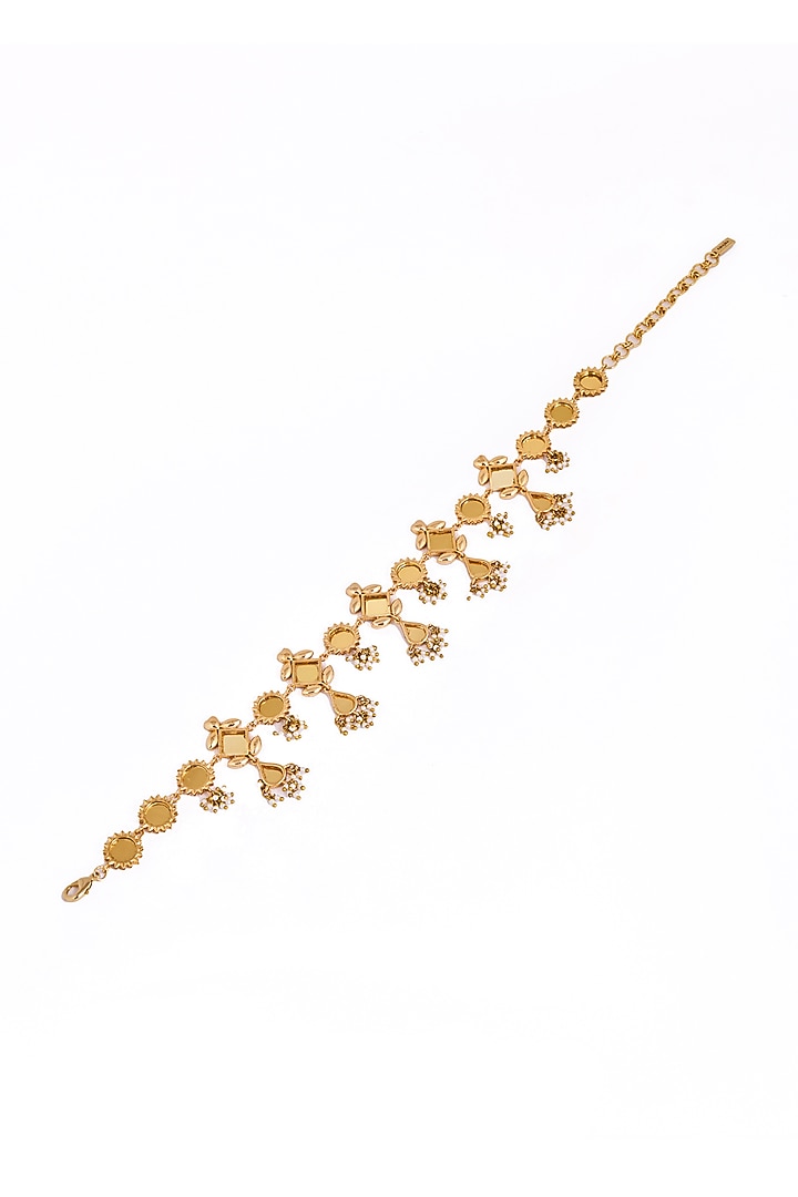 Gold Plated Faux Pearl & Mirror Work Choker Necklace by AMAMA at Pernia's Pop Up Shop