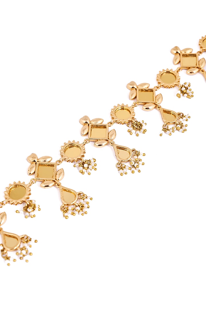 Gold Plated Faux Pearl & Mirror Work Choker Necklace by AMAMA at Pernia's Pop Up Shop