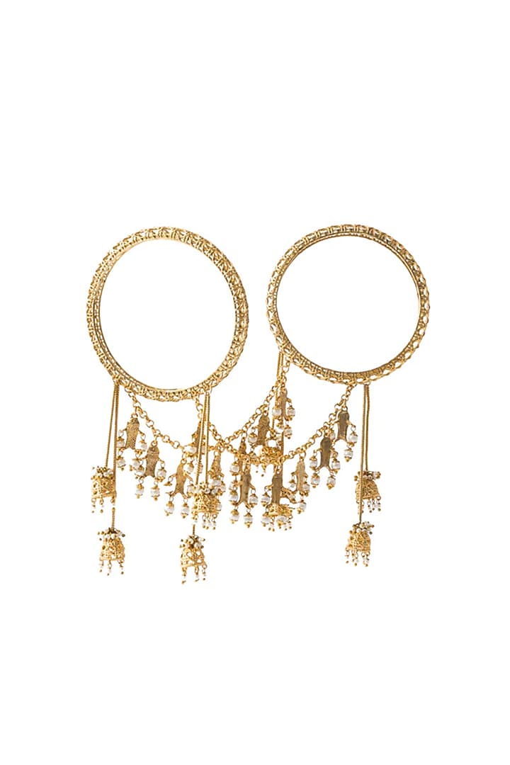 Antique Gold Plated Faux Pearl Bangle by AMAMA at Pernia's Pop Up Shop
