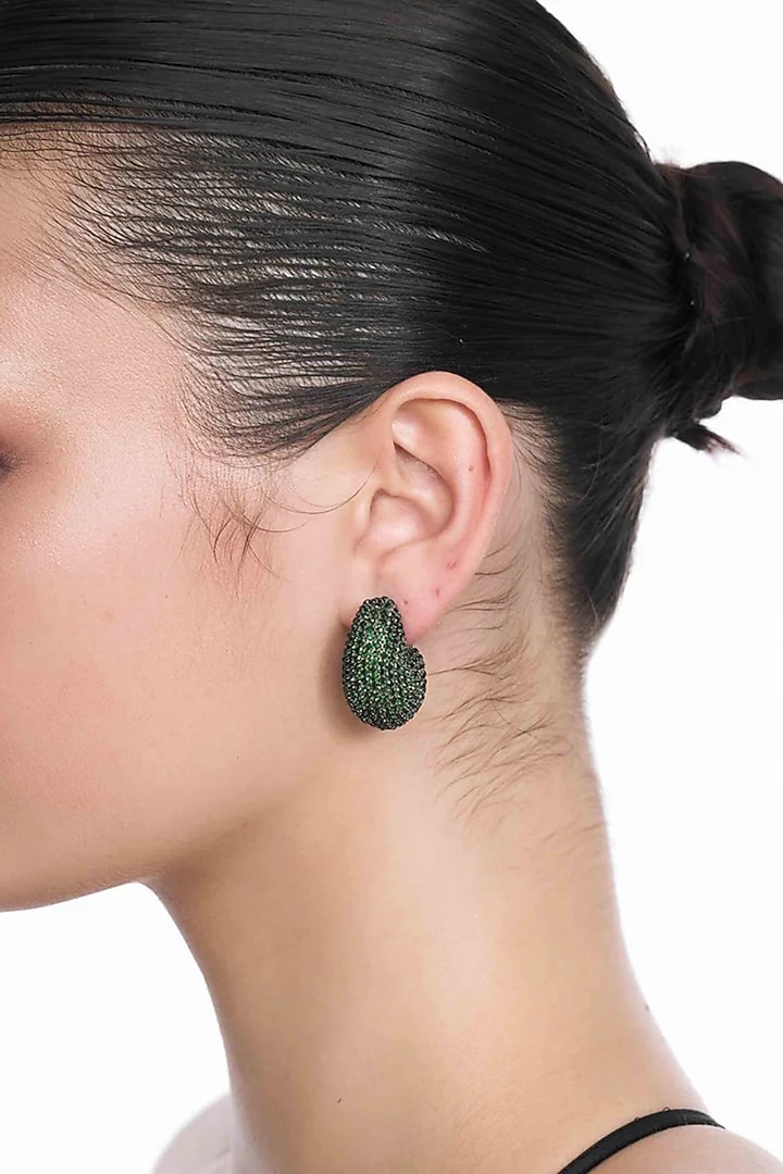 Silver Plated Chaton Stone Stud Earrings by AMAMA at Pernia's Pop Up Shop