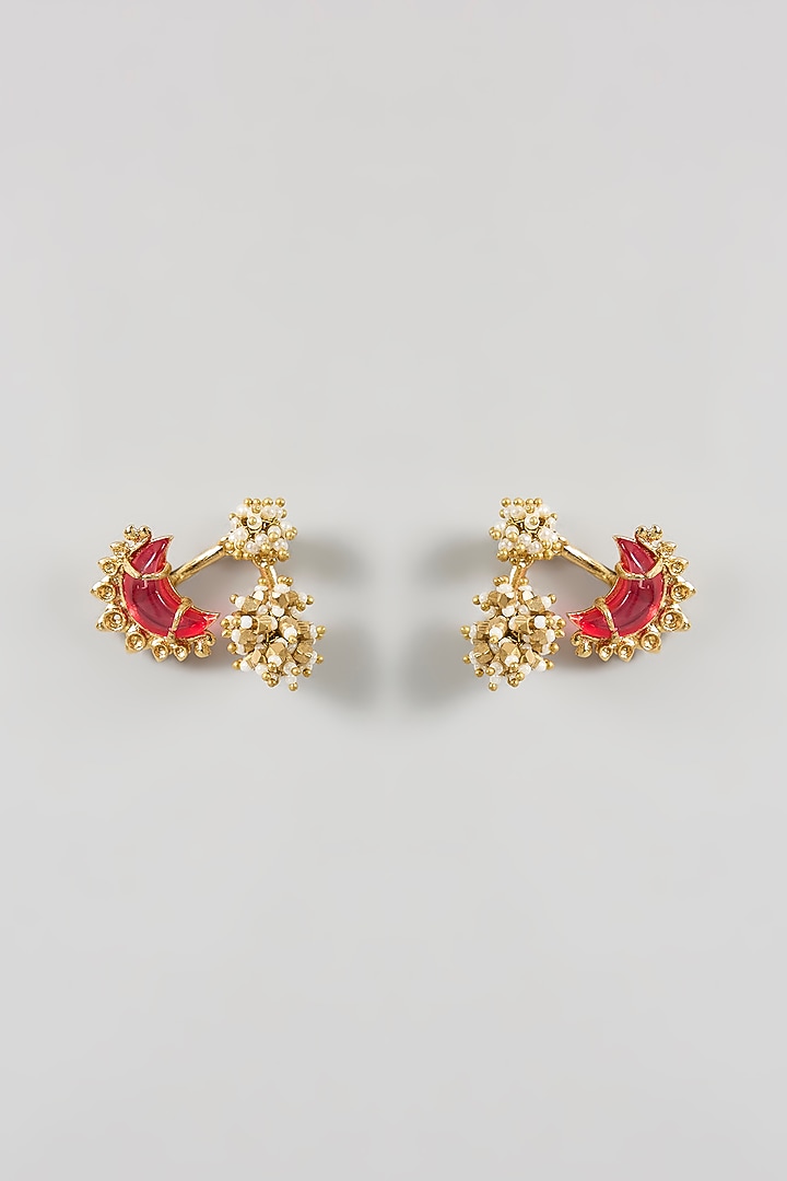 Antique Gold Plated Faux Pearl Stud Earrings by AMAMA at Pernia's Pop Up Shop