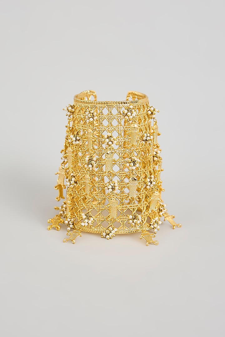 Antique Gold Plated Faux Pearl Bracelet by AMAMA at Pernia's Pop Up Shop