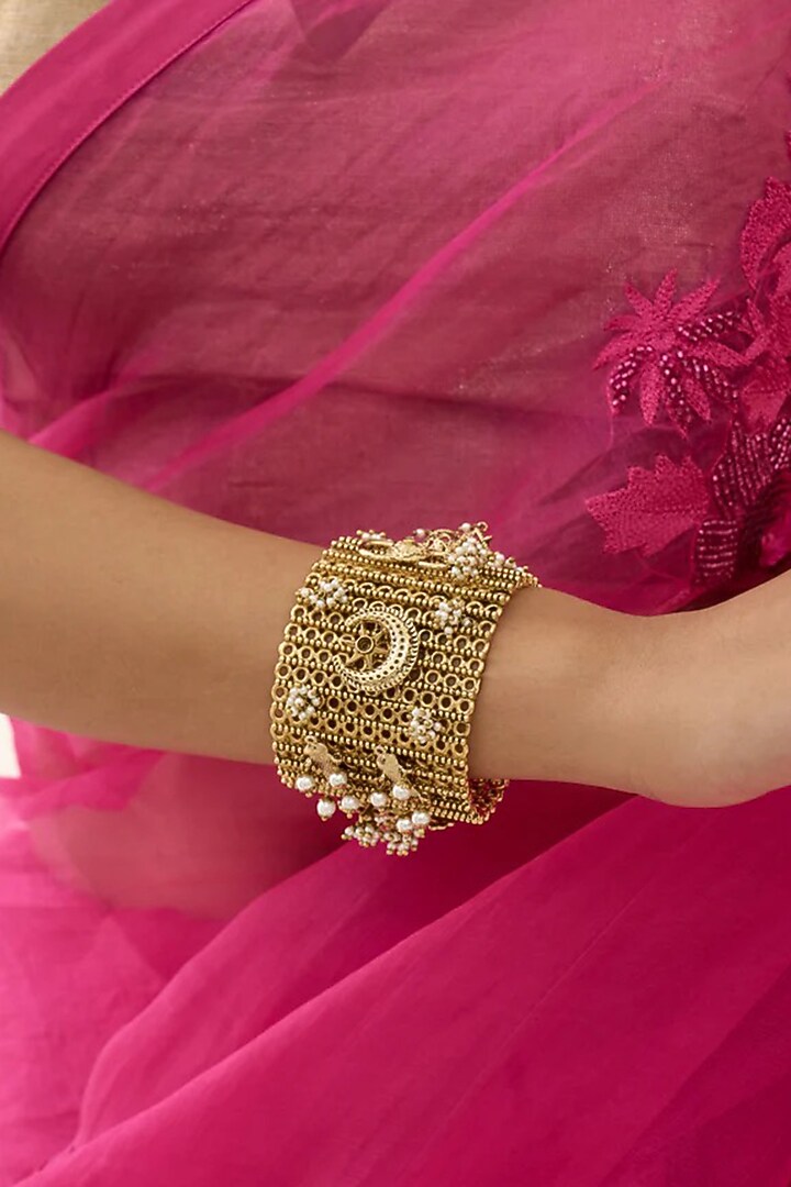 Antique Gold Plated Faux Pearl Bracelet by AMAMA at Pernia's Pop Up Shop