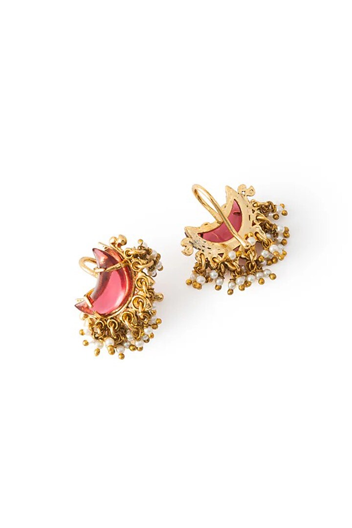 Antique Gold Plated Faux Pearl Stud Earrings by AMAMA at Pernia's Pop Up Shop