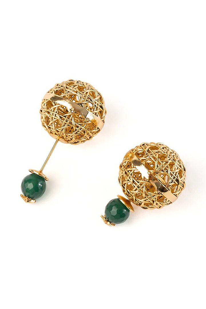 Antique Gold Plated Green Onyx Dangler Earrings by AMAMA at Pernia's Pop Up Shop