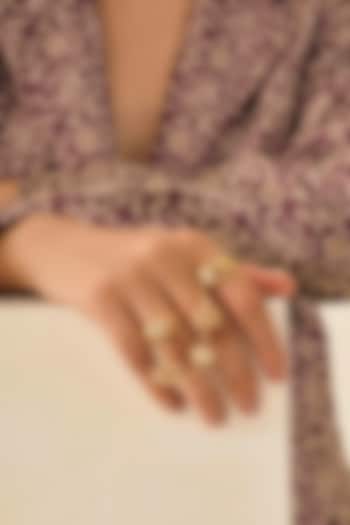 Antique Gold Plated Faux Pearl Ring by AMAMA at Pernia's Pop Up Shop