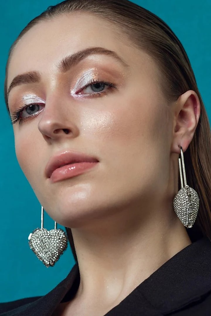 Silver Plated Crystal Dangler Earrings by AMAMA at Pernia's Pop Up Shop