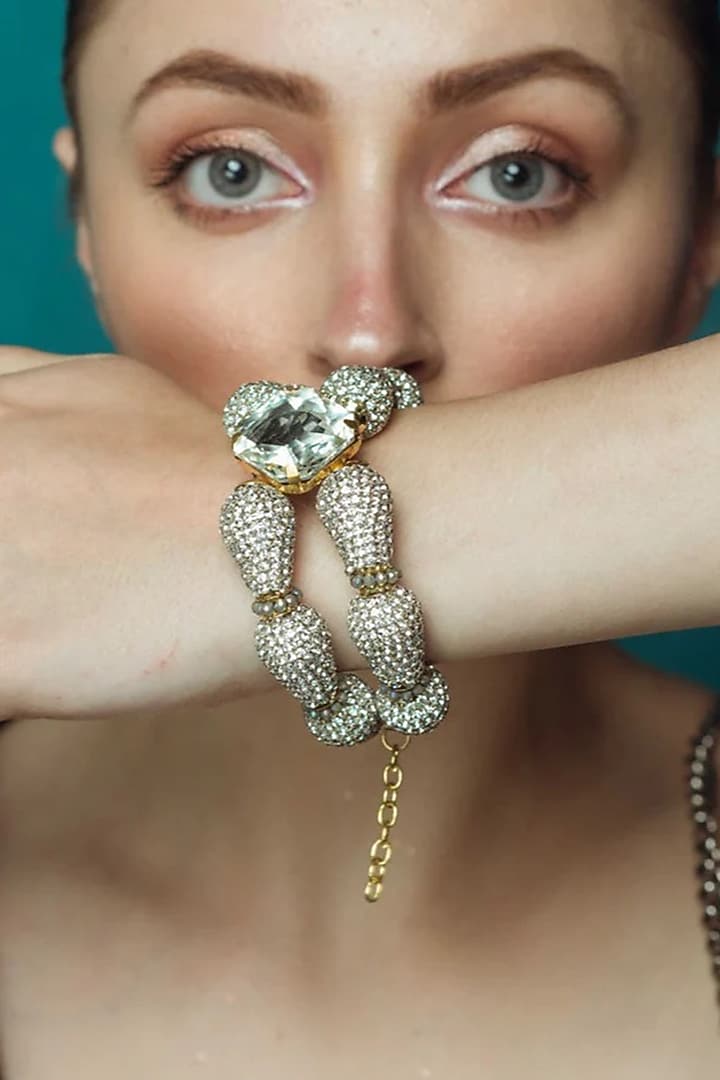 Gold Plated Crystal & Faceted Beaded Bracelet by AMAMA at Pernia's Pop Up Shop