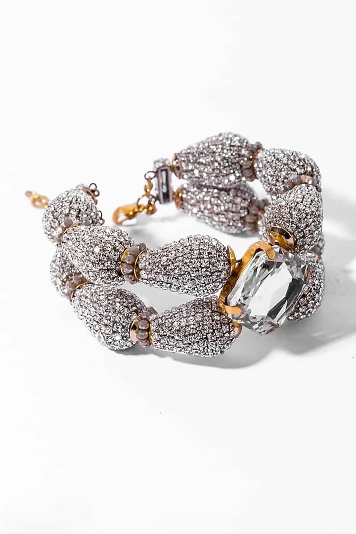 Gold Plated Crystal & Faceted Beaded Bracelet by AMAMA at Pernia's Pop Up Shop