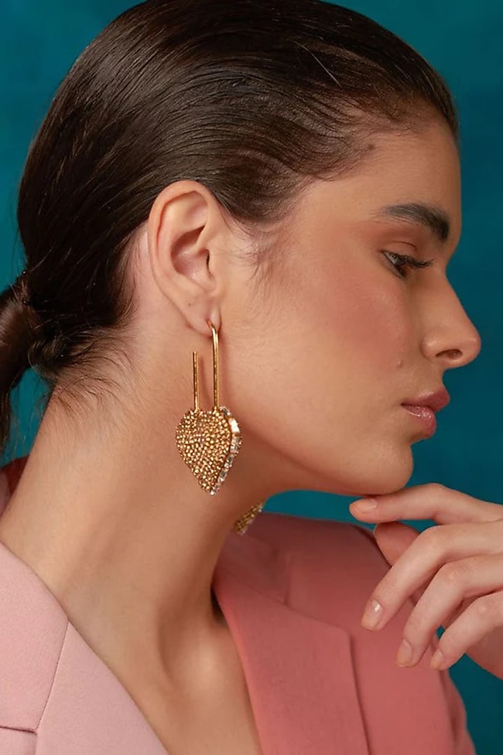 Gold Plated Crystal Dangler Earrings by AMAMA at Pernia's Pop Up Shop