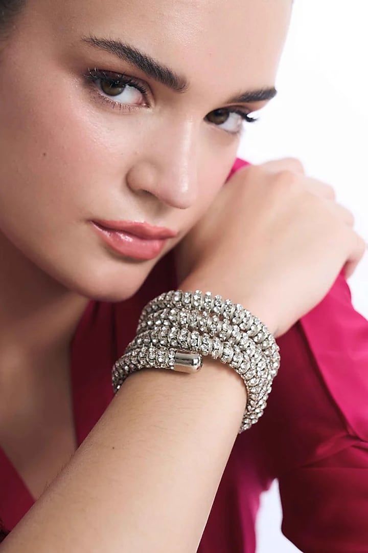 Silver Plated Chaton Stone Bracelet by AMAMA at Pernia's Pop Up Shop