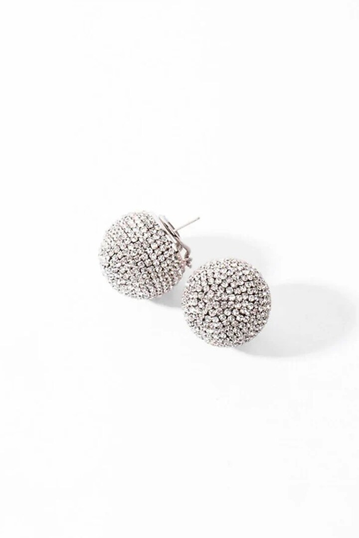 Silver Finish Crystal Stud Earrings by AMAMA at Pernia's Pop Up Shop