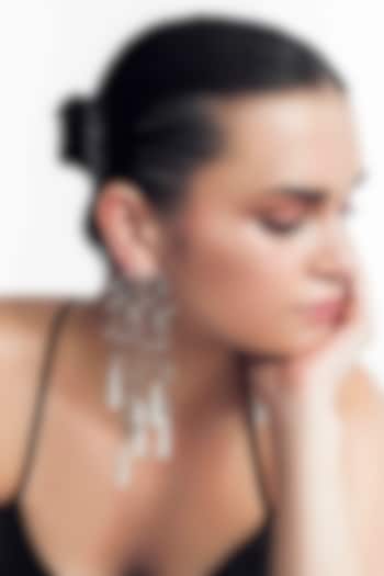 Silver Plated Faux Pearl & Cubic Zirconia Dangler Earrings by AMAMA at Pernia's Pop Up Shop