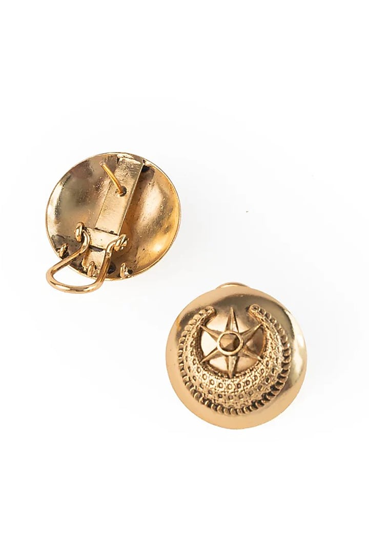 Antique Gold Plated Brass Stud Earrings by AMAMA at Pernia's Pop Up Shop