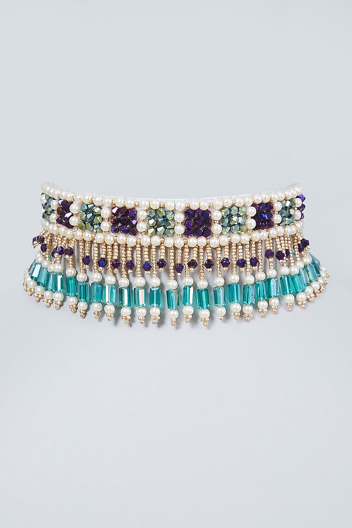 Multi Colored Hand Embroidered Choker by AMAMA at Pernia's Pop Up Shop
