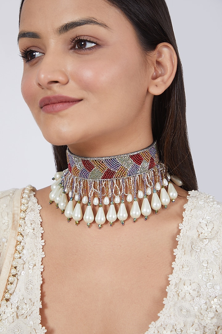 Multi Colored Embroidered Choker by AMAMA at Pernia's Pop Up Shop