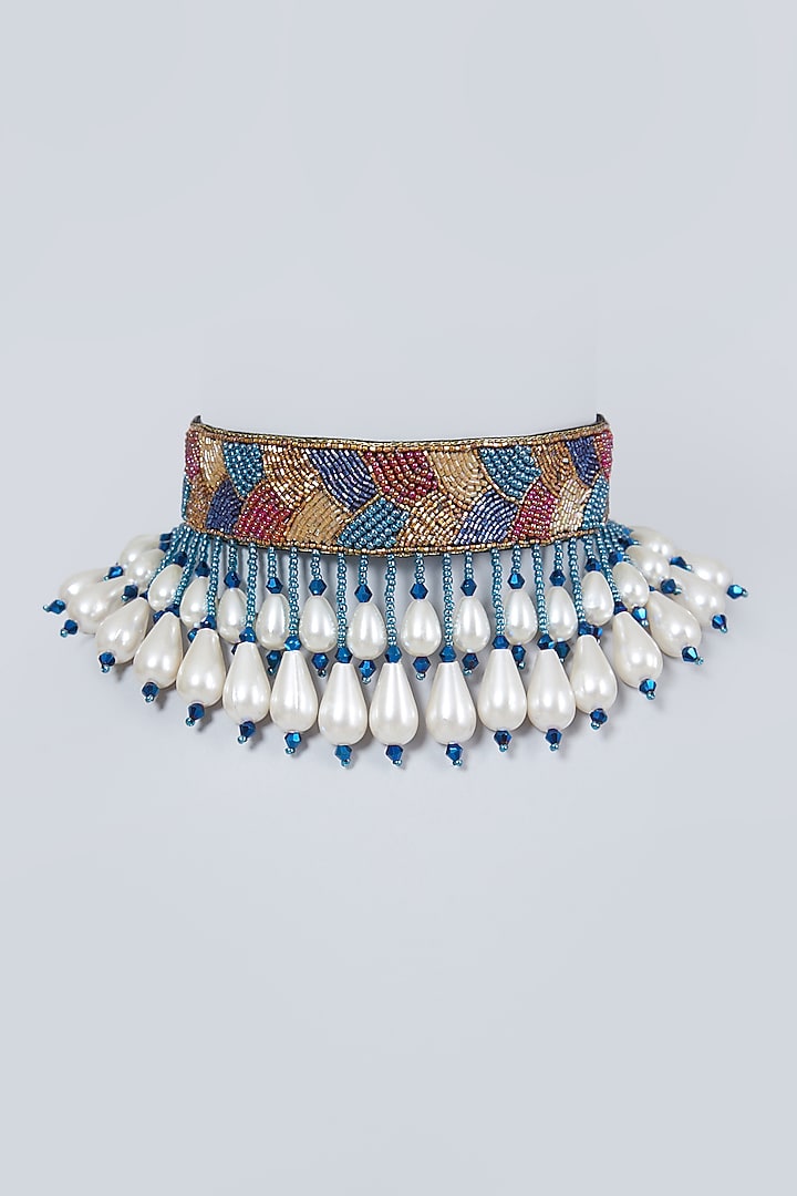 Multi Colored Glass Stone Embroidered Choker by AMAMA at Pernia's Pop Up Shop