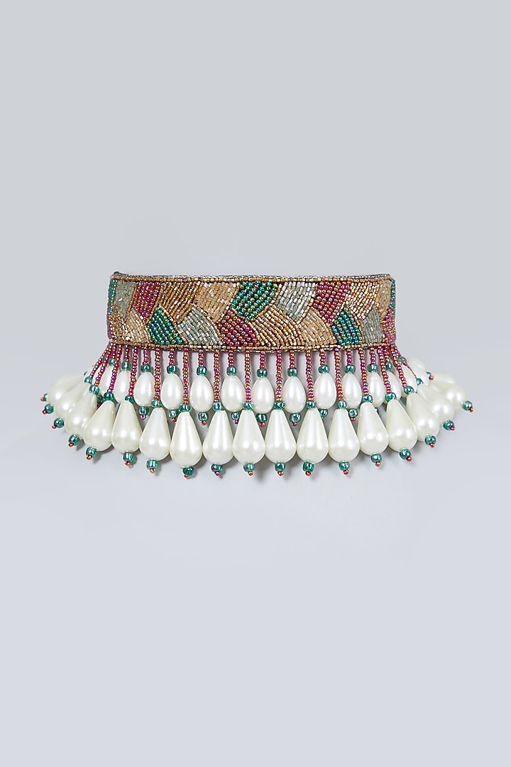 Multi Colored Stone Embroidered Choker by AMAMA at Pernia's Pop Up Shop