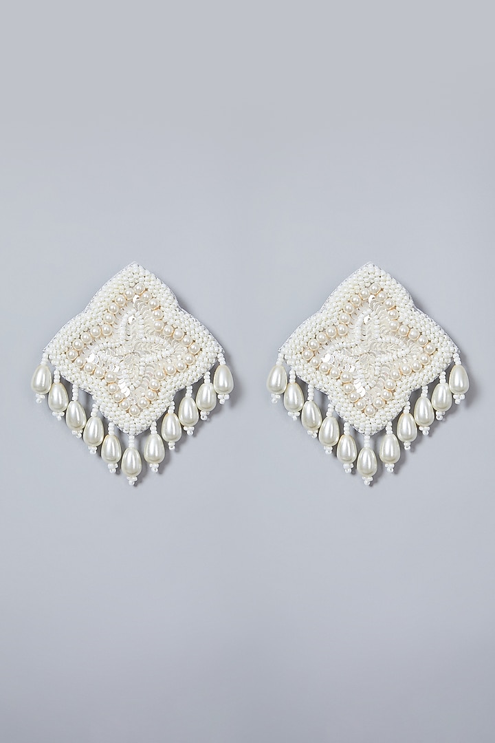 White Glass Stone Earrings by AMAMA at Pernia's Pop Up Shop