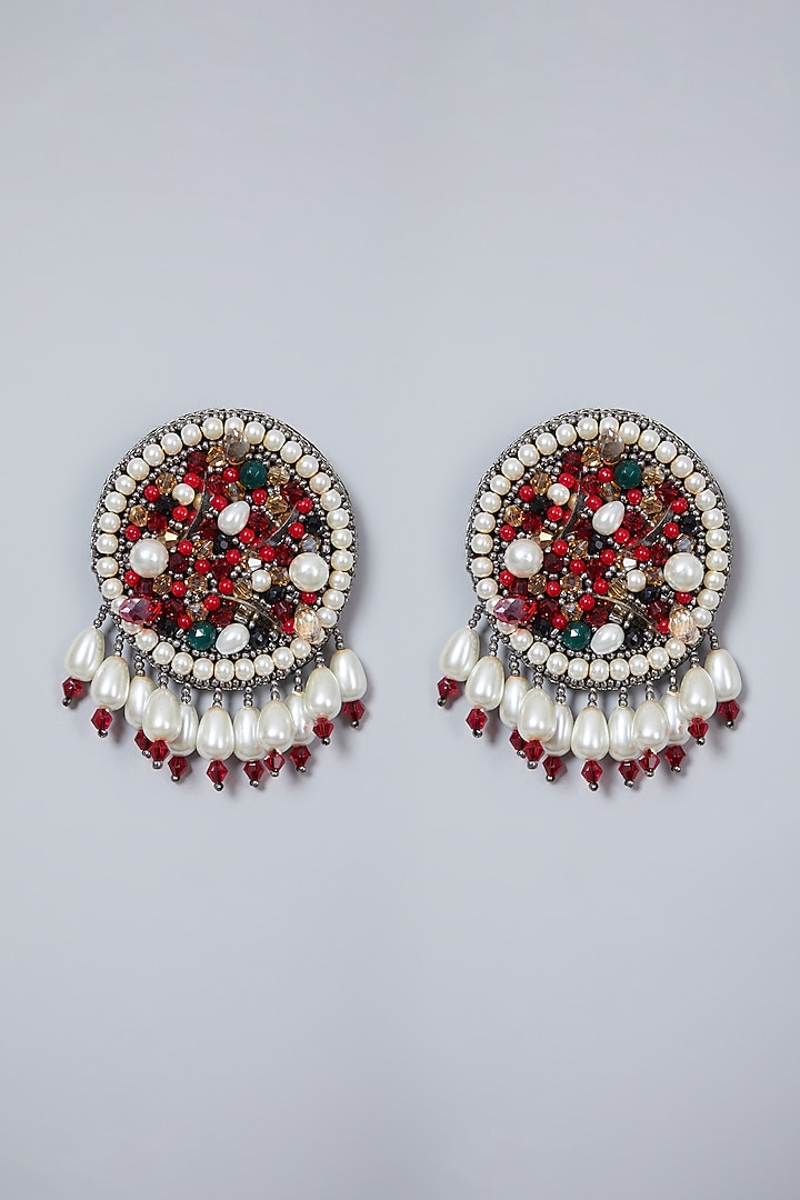 Multi Colored Hand Embroidered Earrings' by AMAMA at Pernia's Pop Up Shop