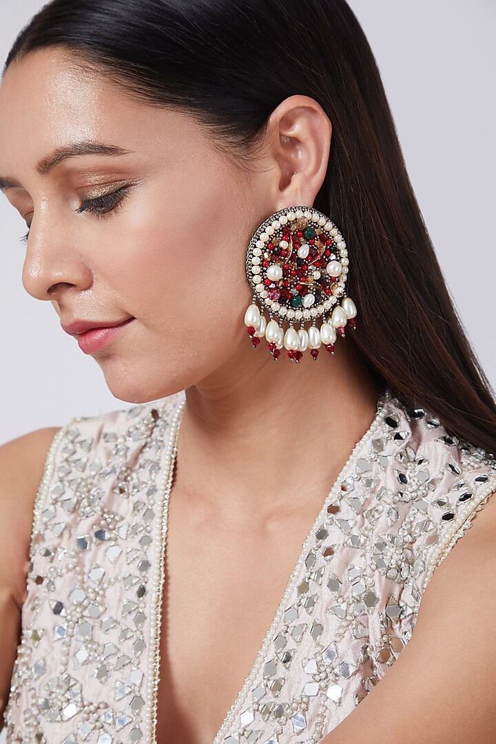 Multi Colored Hand Embroidered Earrings' by AMAMA at Pernia's Pop Up Shop