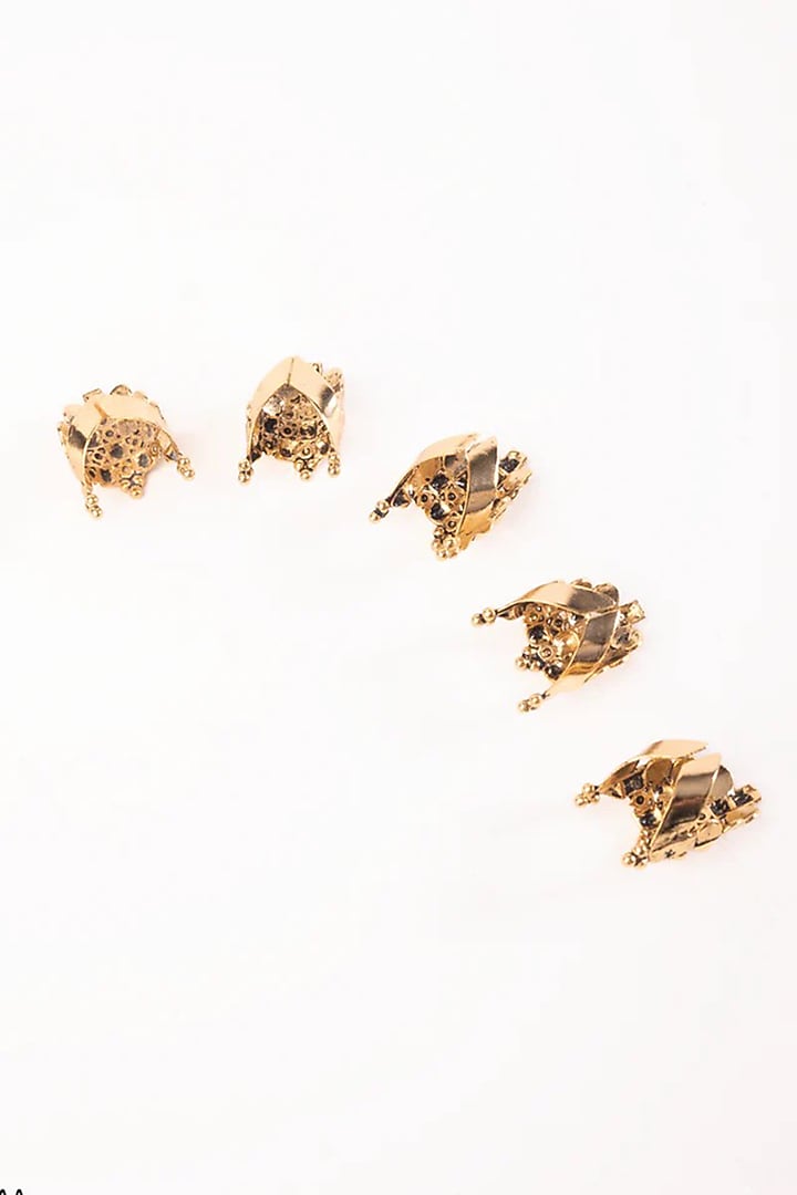 Antique Gold Plated Brass Rings (Set Of 5) by AMAMA at Pernia's Pop Up Shop