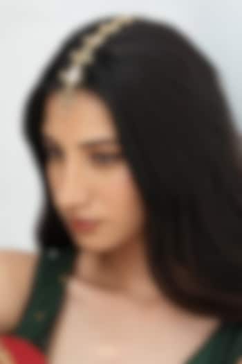 Gold Plated Faux Pearl Maangtikka by AMAMA at Pernia's Pop Up Shop