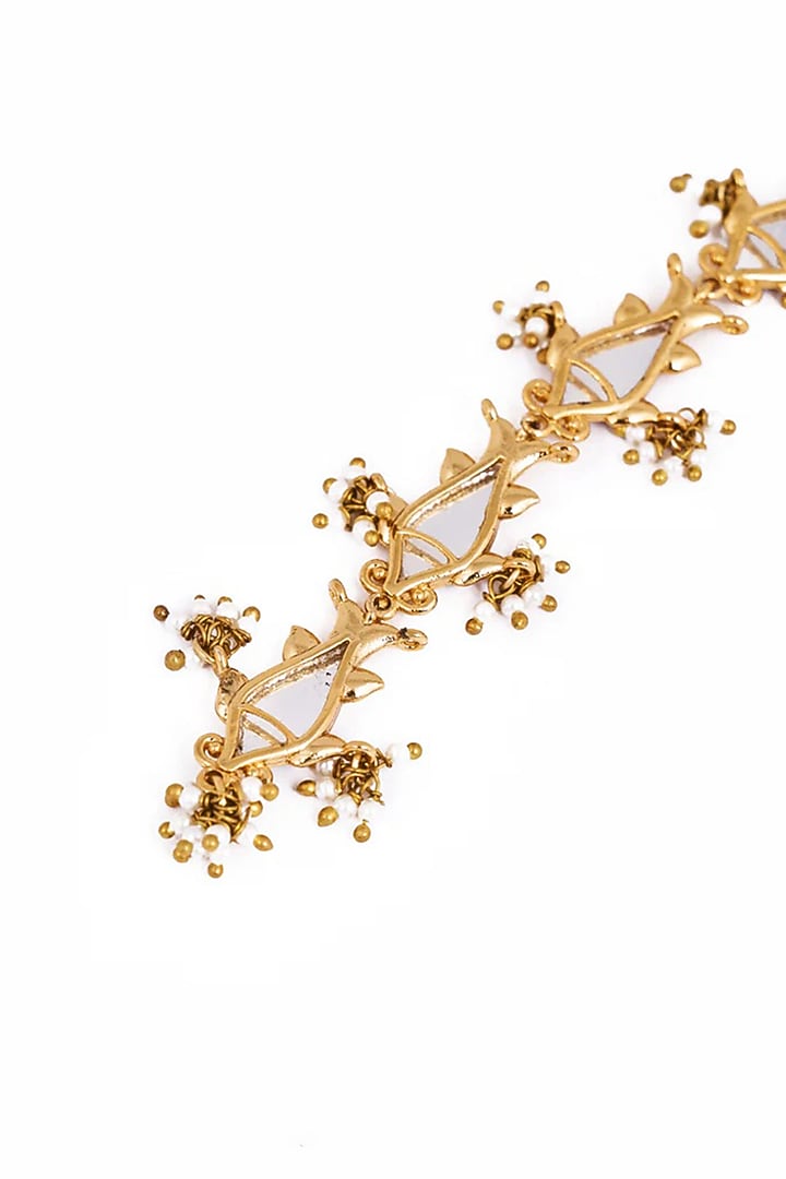 Gold Plated Faux Pearl Maangtikka by AMAMA at Pernia's Pop Up Shop
