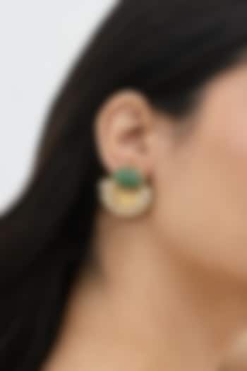 Gold Plated Faux Pearl & Semi-Precious Stone Stud Earrings by AMAMA at Pernia's Pop Up Shop